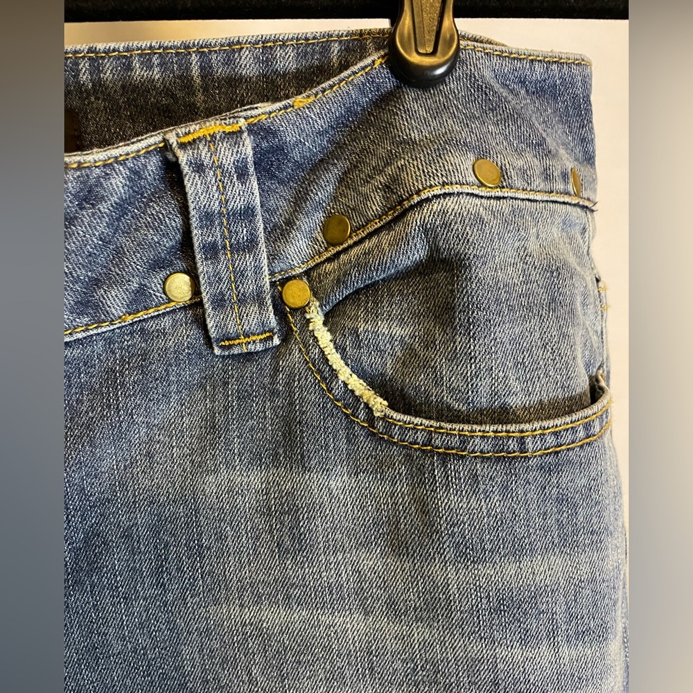 INC International Concepts Blue Studded Jeans w/ Orange White Embroidery Size 8 - Picture 6 of 12
